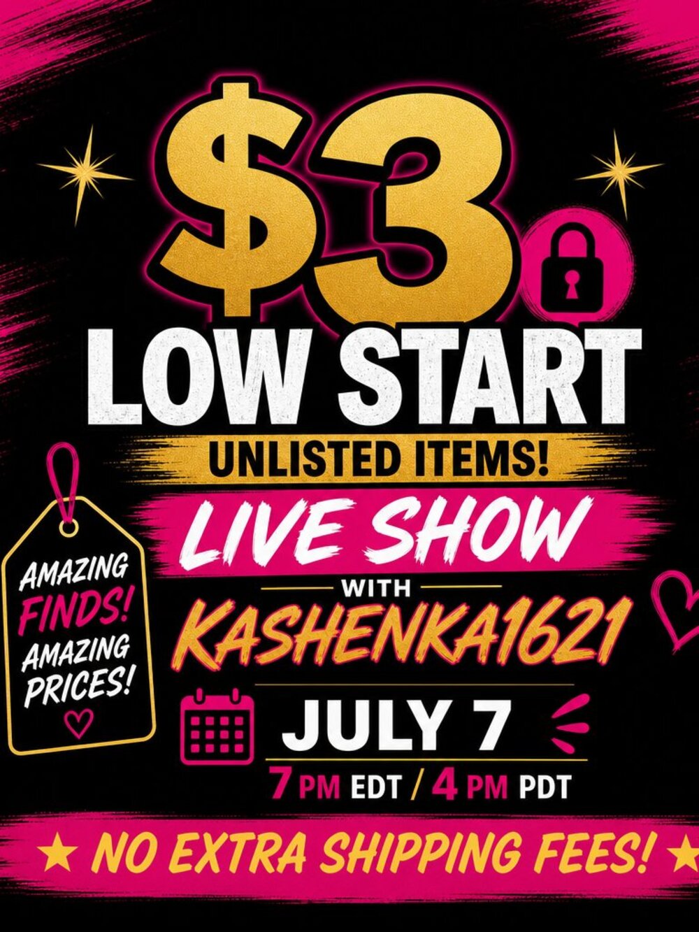 all $3 low start unlisted items!